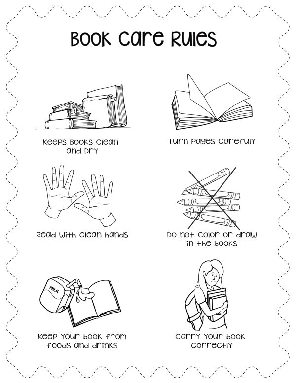 book care rules free printable for kindergarten