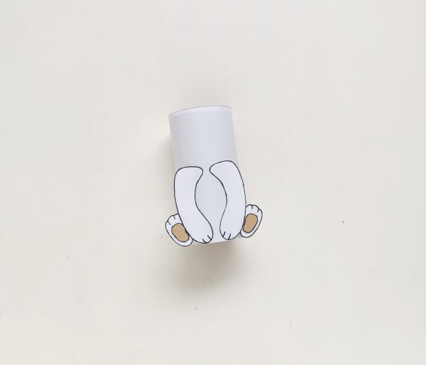 toilet paper roll with cut out hand & feet for polar bear paper roll craft winter activity for kids