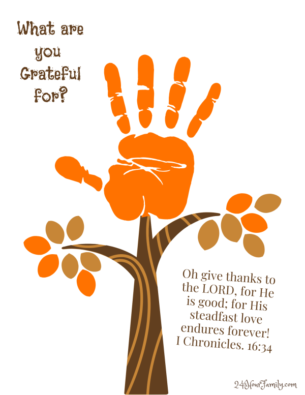 Oh give thanks to the lord, for He is good handprint poem for thankfulness