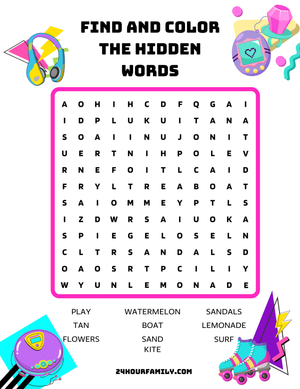 Word Search Summer Printable summer word search printable middle school
