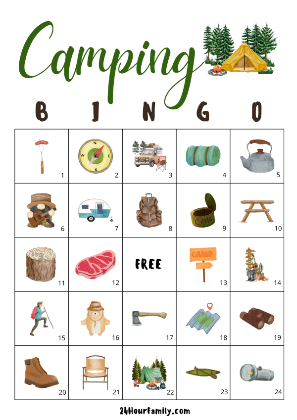 printable camping bingo game
