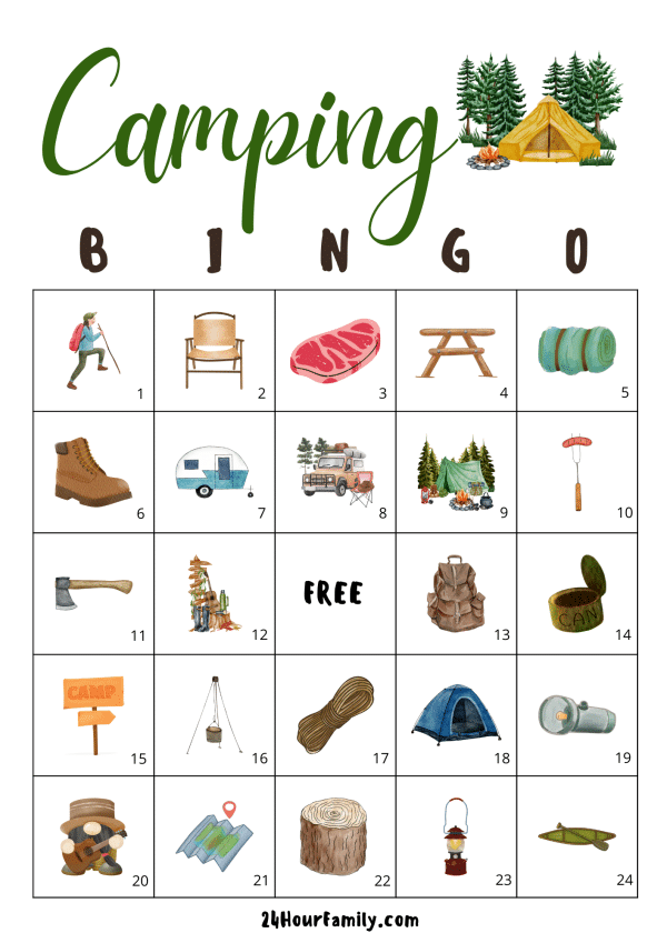 camping bingo printable free game