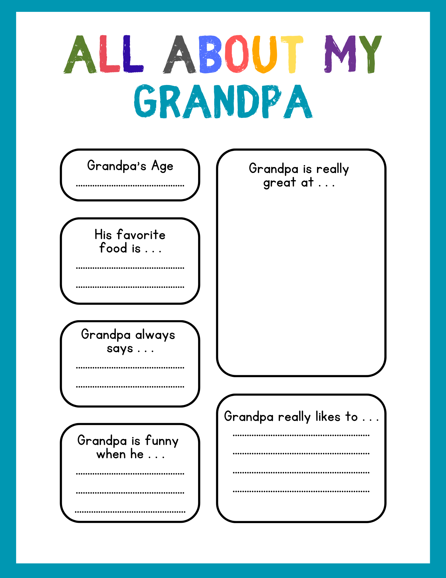 All About Grandpa Printable