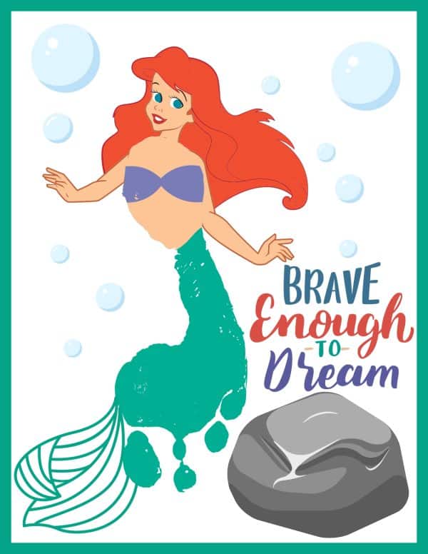 Disney Princess Ariel Footprint Art Printable activity for kids