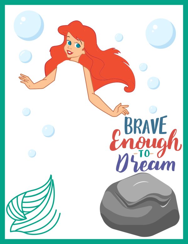 Disney Princess Ariel Footprint Art Printable activity for kids