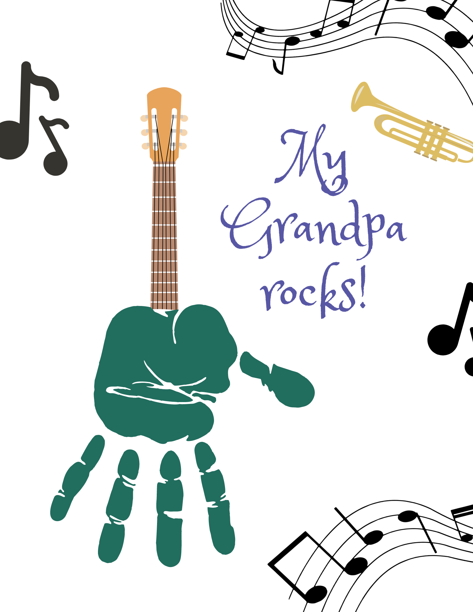 Grandpa Handprint Craft (Free Template)