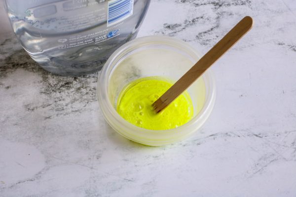 mix together the glow in the dark pigment to make homemade bubbles
