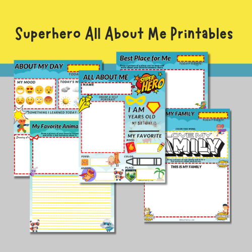 Superhero All About Me Worksheets