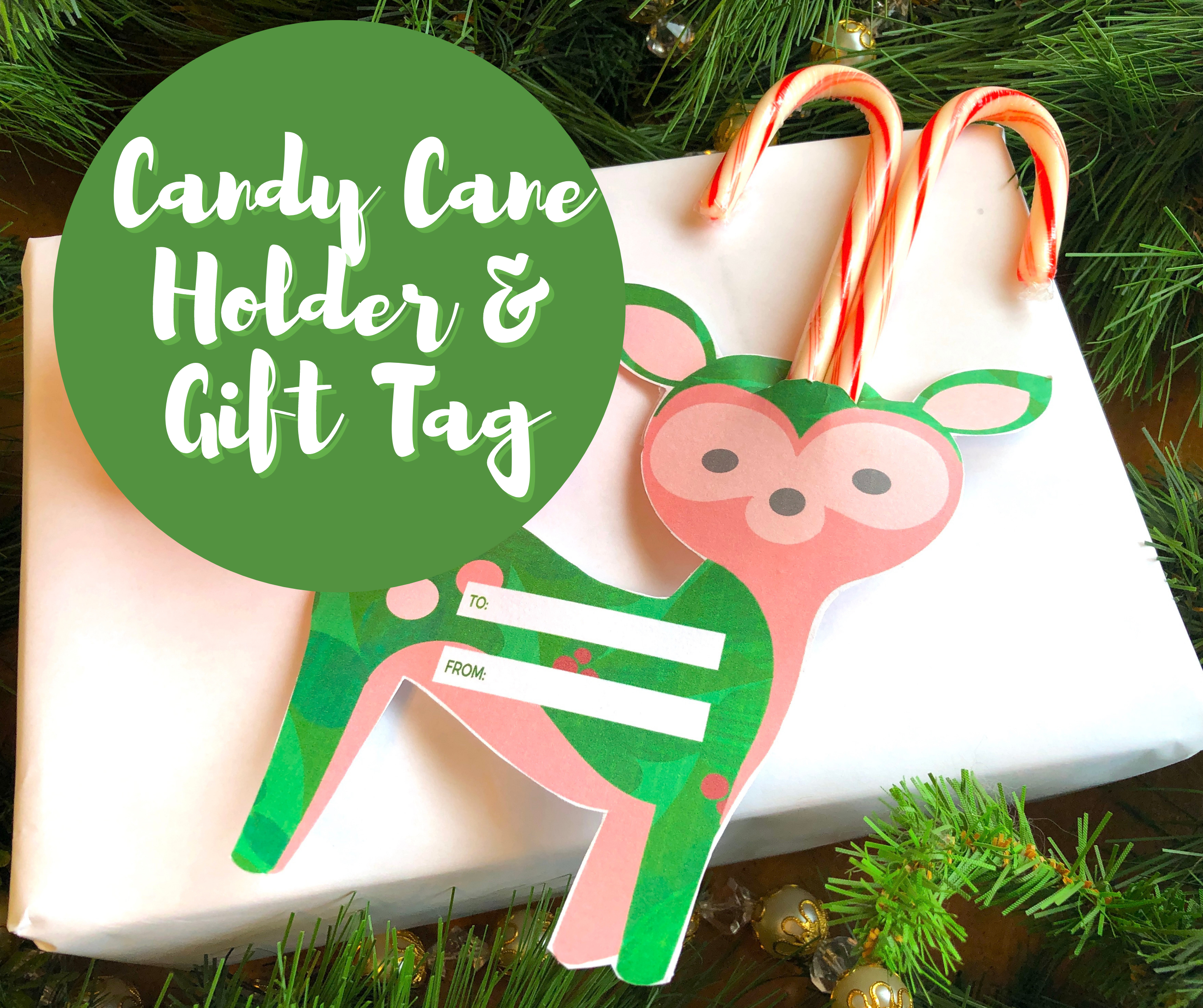 Printable Candy Cane Holder and Gift Tags
