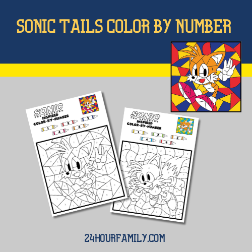 sonic tails color by number coloring pages