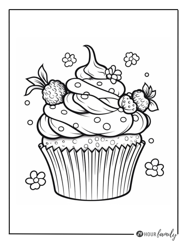spring cupcake coloring pages