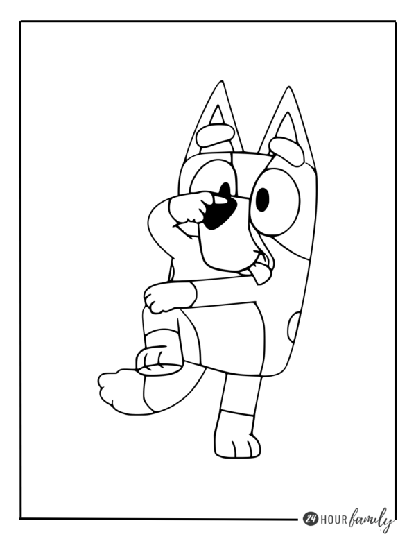 Coloring page of BLuey cartoon characters