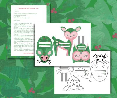 Printable Candy Cane Holder and Gift Tags - 24hourfamily.com