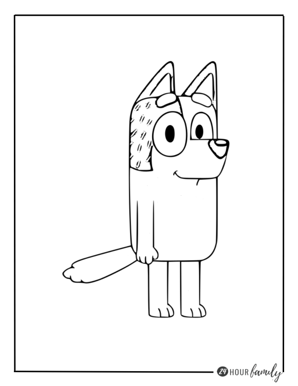 A coloring page of BLuey cartoon character