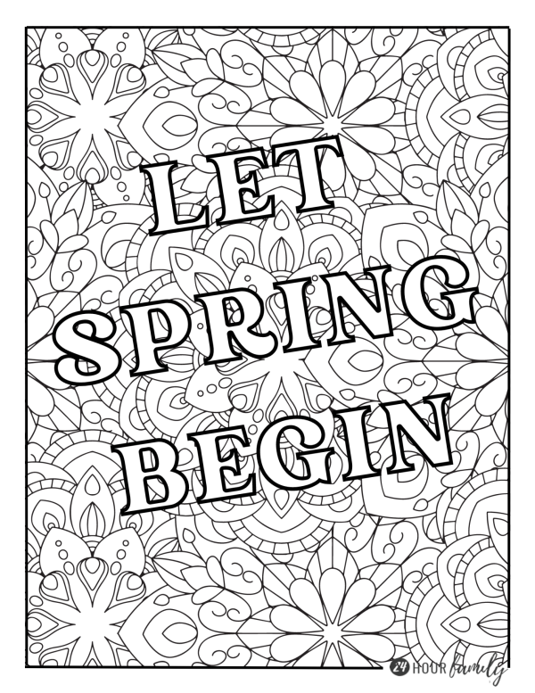 let spring begin coloring page