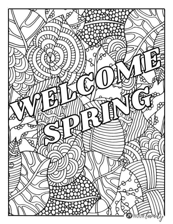 Welcome spring coloring page