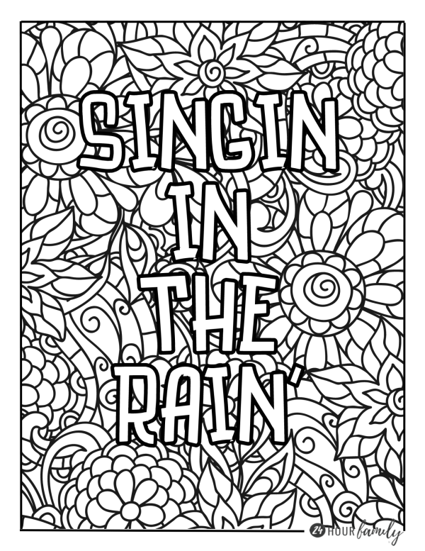 singing in the rain coloring page