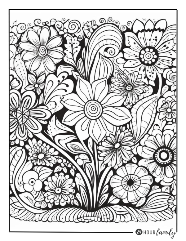 vibrant flowers coloring pages