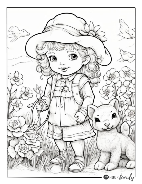 floral kids coloring pages