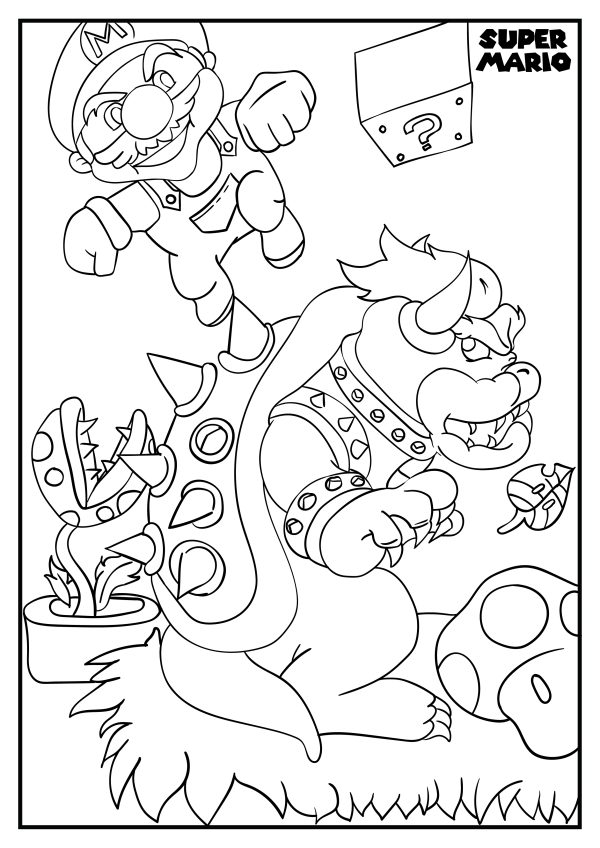 free printable bowser and yoshi coloring pages for kids