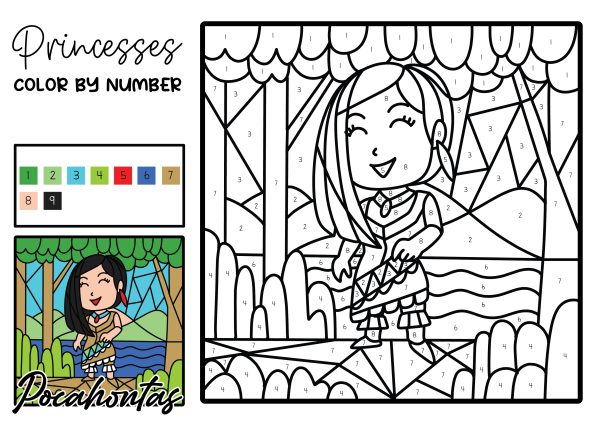 pocohontas color by number pocohontas coloring pages free printable
