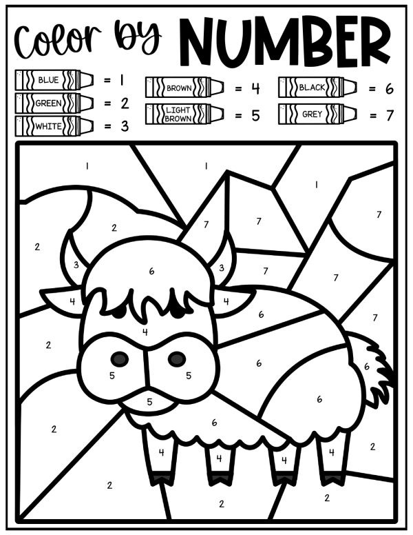 yak from Letter Y Color By Number interactive and fun way of coloring activity for children