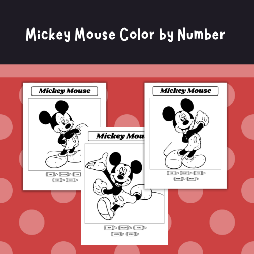 Mickey Mouse Color by Number Printables