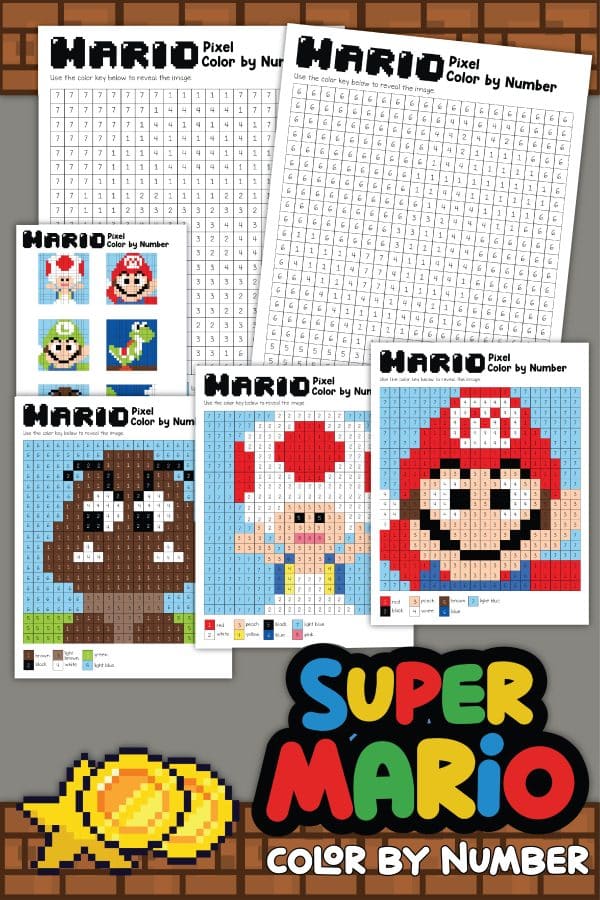12 Free Super Mario Pixel Color-by-Number Printables - 24hourfamily.com