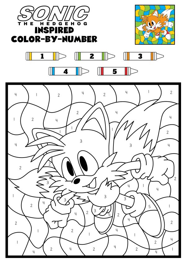sonic the hedgehog color by number coloring pages free printable coloring pages