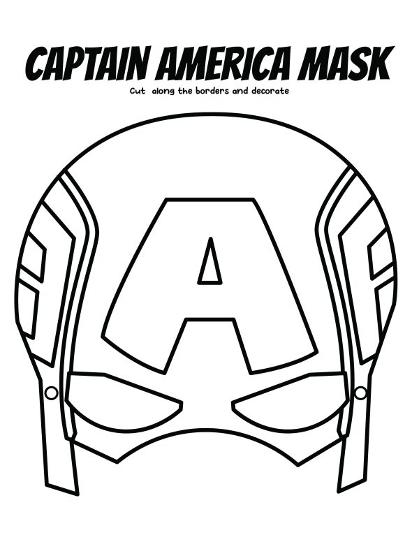 black and white Captain America Printable mark accessory for kids