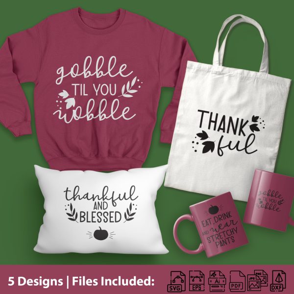 free thanksgiving cut file thankful and blessed SVG