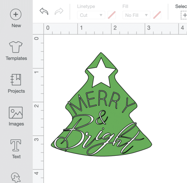 Merry and Bright Ornament uwing a cricut and cricut design space