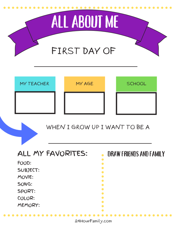 first day of school printables all my favorites my age printable my school printable my teacher printable