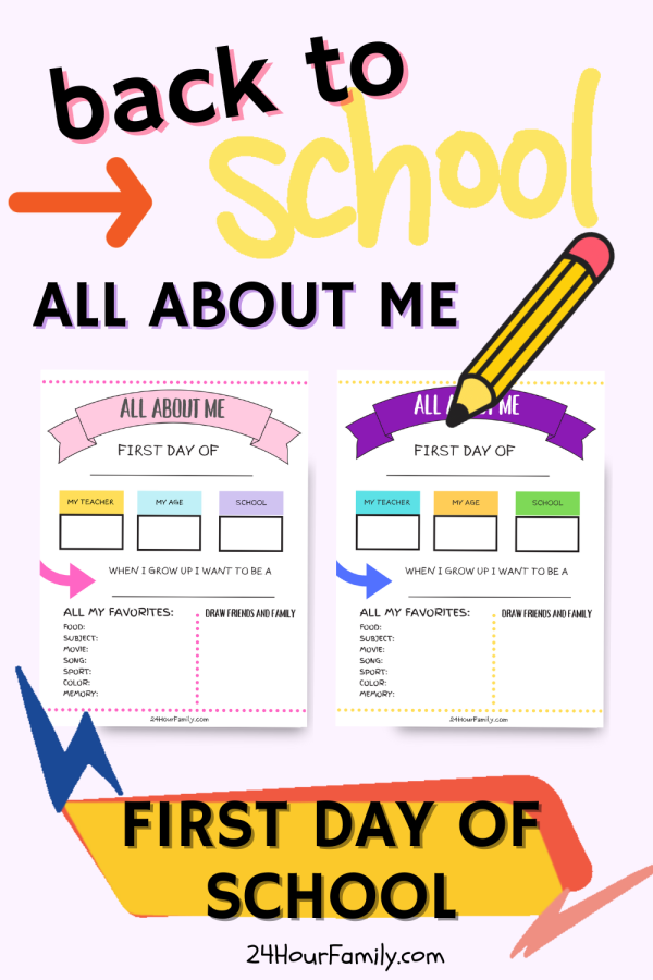 first day of school all about me pdf download