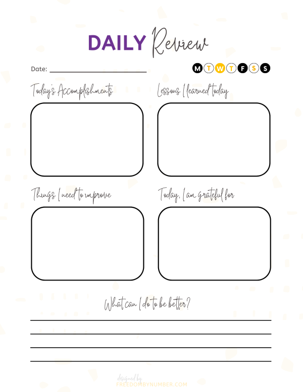 daily review printable template
