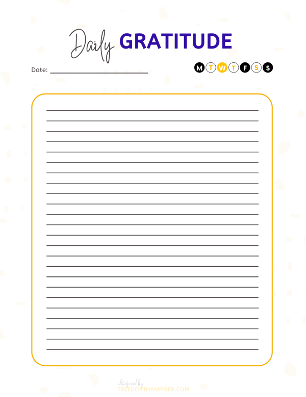 daily gratitude journal template free printable