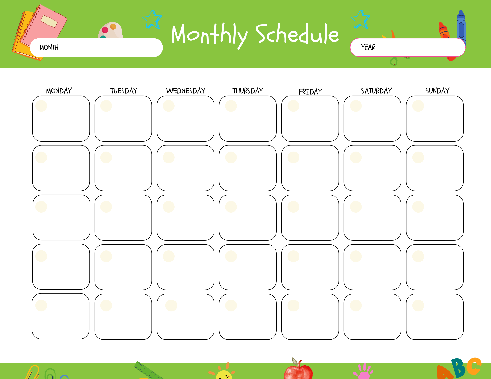 printable monthly schedule planner pages printables