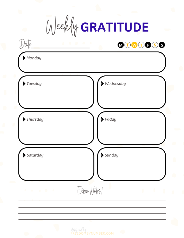 weekly gratitude journal printable