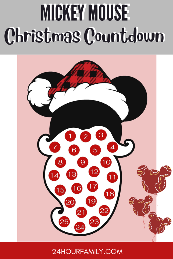 Mickey Mouse Christmas Countdown Printable free pdf