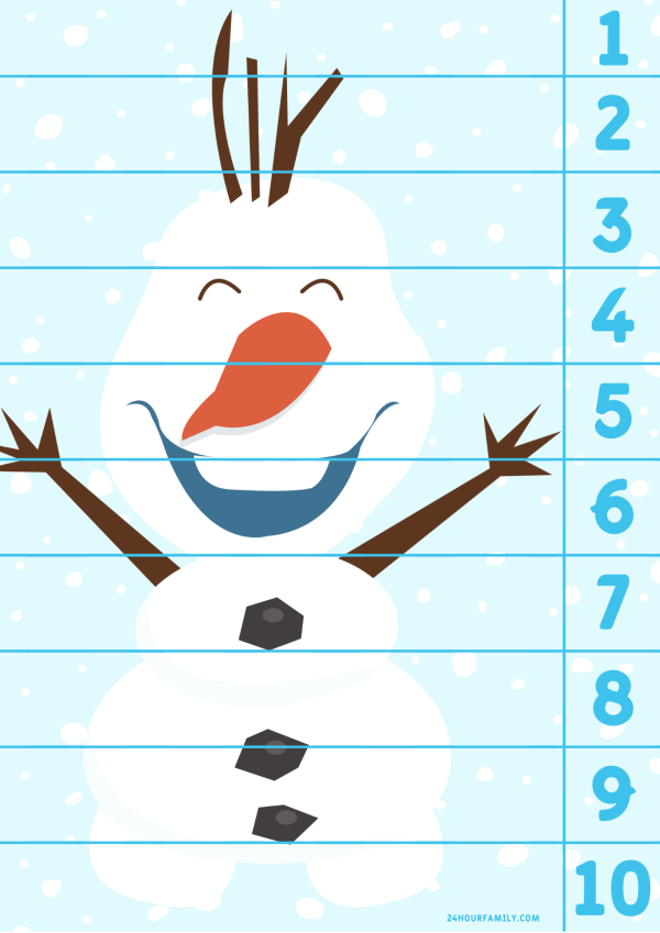 Olaf frozen themed math tracing numbers worksheet