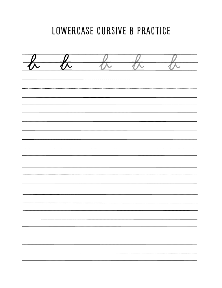 Cursive B Worksheet (Free Printable) » 24hourfamily.com
