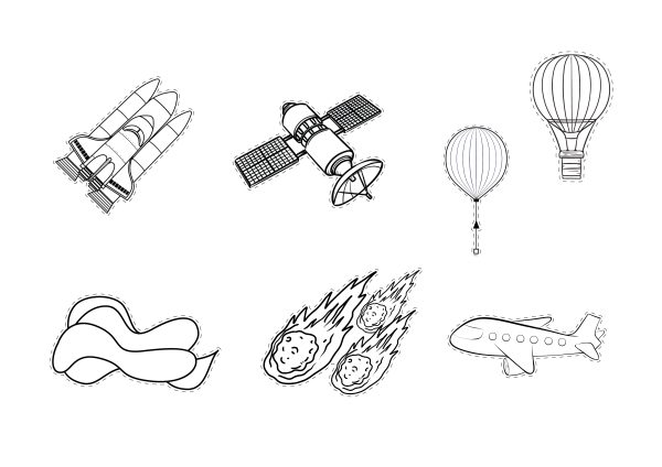 cut out printable of airplanes space ships and things in the atmosphere