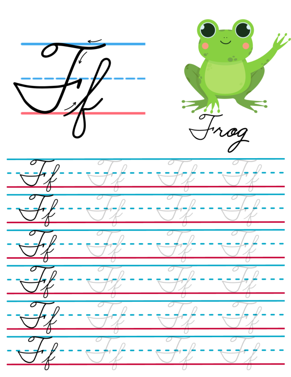 practice cursive letters write the letter f