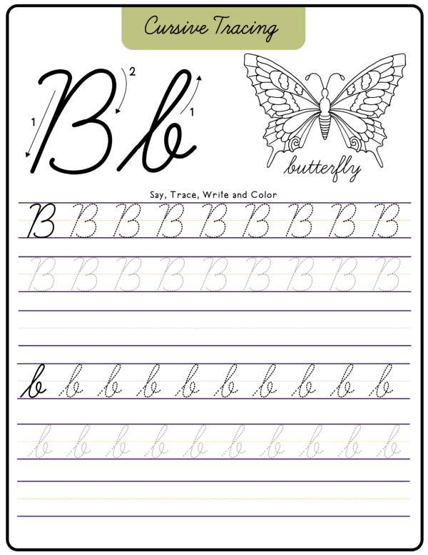 upper case b cursive writing worksheets uppercase b printables