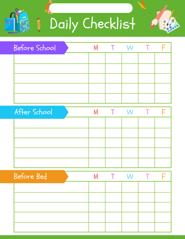 free daily checklist planner printable