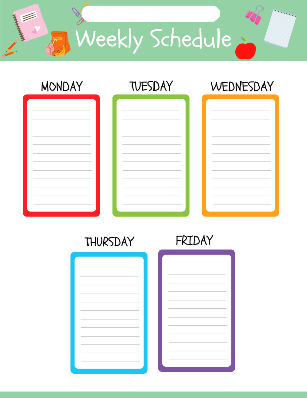 free printable weekly schedule 