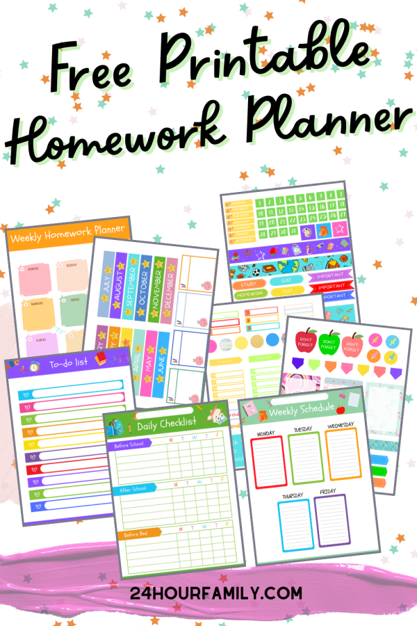 free printable homework planner with free back to school stickers