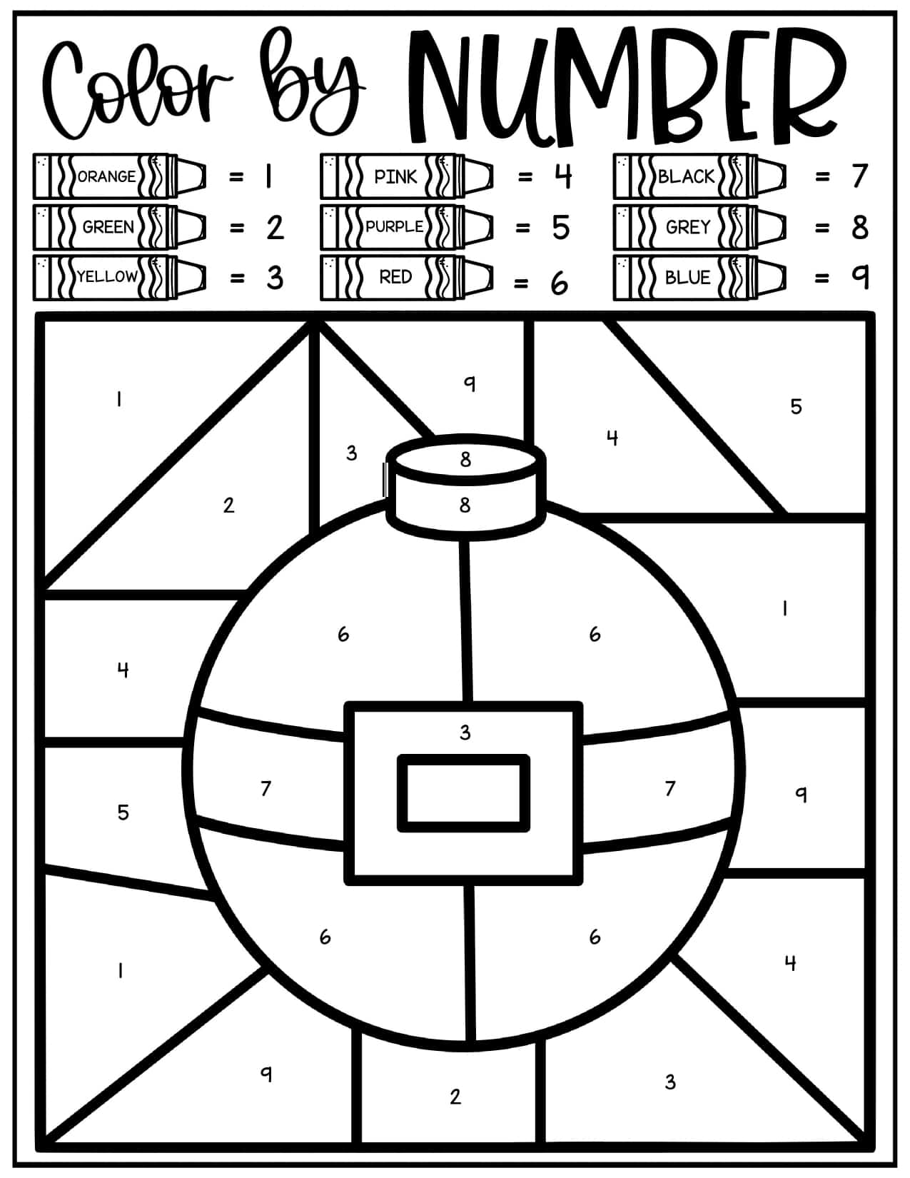 Christmas Color by Number Worksheet