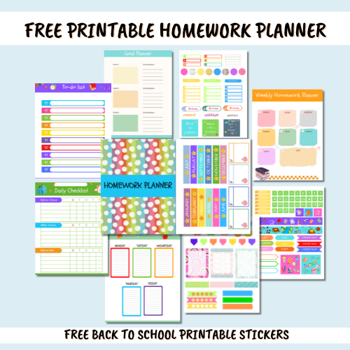 Free Printable Homework Planner Template and Stickers