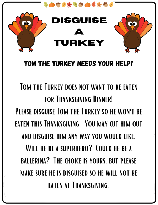 tom the turkey needs your help build a turkey disguise a turkey 